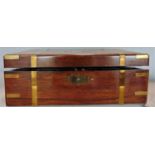 19th century rosewood brass bound writing slope, the hinged lid enclosing a fitted interior, 50cm