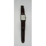 Vintage 1920s gents Art Deco J W Benson dress watch, the rectangular case work dial with Arabic