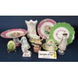 A collection of 19th century and later decorative ceramics to include a set of six Ridgway dessert