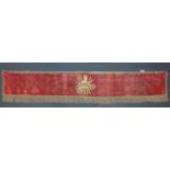 18th century red velvet altar cloth with central embroidered 'Agnus Dei' Lamb of God image and