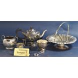 A large collection of various silver plated items to include a twin handled champagne bucket, tea