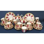 A collection of Victorian teawares with puce and gilt decoration comprising pair of cake plates,