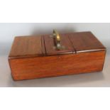 Edwardian oak cigar, tobacco and cigarette box with central handle, 28 cm maximum