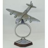 Trench Art Interest - A chromium desk top model of a Short Sunderland aircraft, raised on an open