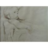 Sara Lutyens (British 1929-1976) - Study of a baby breast feeding, pencil and watercolour wash on