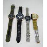 Four good vintage gents wristwatches to include a Rotary quartz divers watch with black dial and