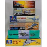 6 model aircraft kits of jet fighters, 1:72 scale, all believed to be complete, including Italaeri