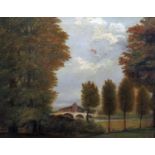 19th century school - Landscape scene at Twickenham with river, bridge and distant building, oil