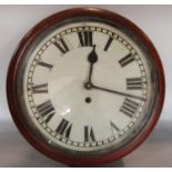 19th century dial clock case, the mahogany frame with brass bezel and painted dial, fitted with a
