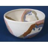 An unusual studio pottery bowl understood to be by Ann Marie Robinson (Belfast studio potter) with