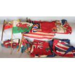 A quantity of vintage cotton bunting flags British commonwealth, etc, including Coronation example