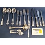 A box containing a large collection of Kings pattern silver plated flatware
