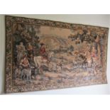 2 large traditional style machine tapestries, made in France, in 'Point de Loiselles' style; the