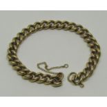 9ct curb link bracelet, 26.3g (clasp vacant)