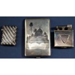Victorian silver wrythen fluted vesta case, together with a further Eastern neillo silver