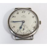 Interesting vintage oversized Royce silver gent's pilot type watch, the enamel dial with