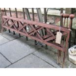 Five 5ft sections of heavy grade steel garden edging with open lattice panels and ball finials, 55cm