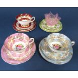 A small collection of Royal Grafton Harlequin tea wares comprising three trios and a further