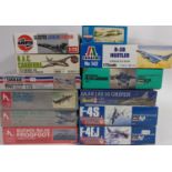 Collection of model aircraft kits (jet planes) all with original packaging, most of them sealed, and