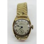 Vintage gent's 9ct Kay of Worcester dress watch, champagne dial with Arabic numerals and