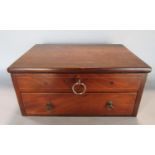 Mid 19th century mahogany jewel box with rising lid over a single frieze drawer, 31 cm wide