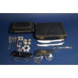 Mixed collection of bijouterie silver to include various silver handled manicure tools, gold