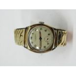 vintage J W Benson of London 9ct gent's dress watch, silver dial with Arabic numerals and subsidiary