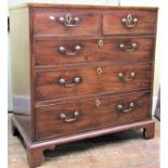 A good quality Georgian mahogany chest of three long and two short graduated drawers, with caddy