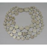 Indian token collar necklace, the clasp two 1884 1 rupee coins, 365g