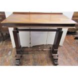 Late Regency mahogany architects table, rectangular with stretcher base with rising mechanism and