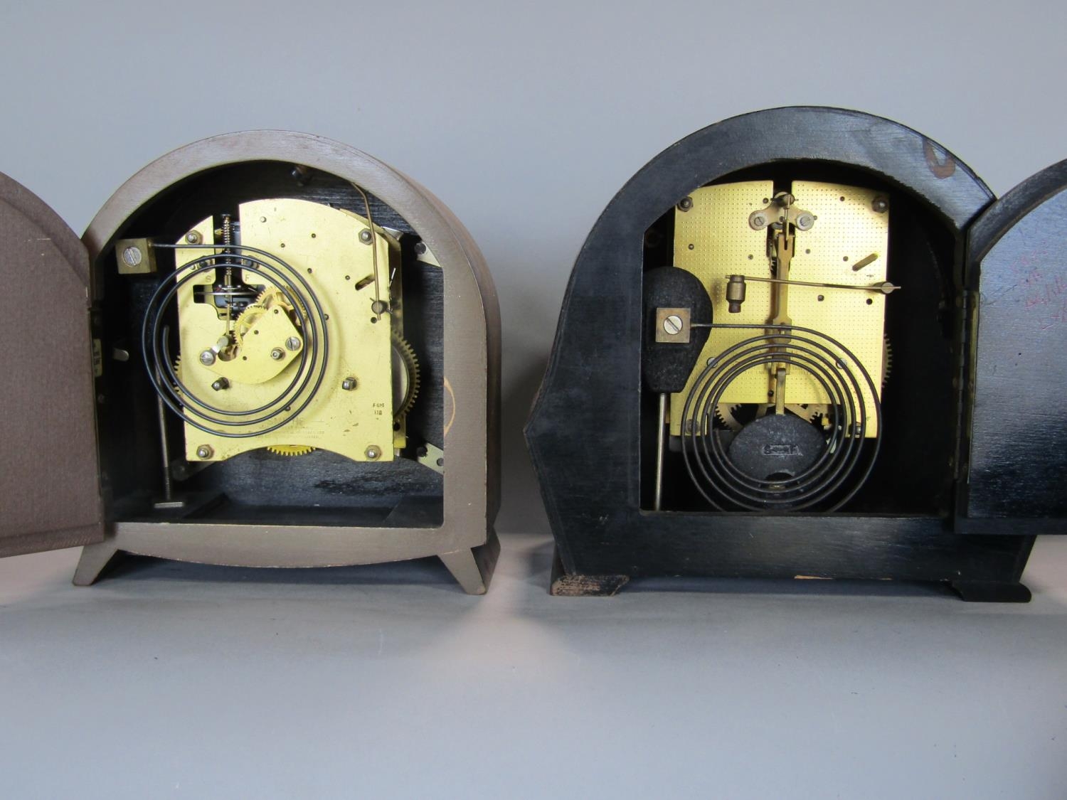 Three Smith two train vintage mantle clocks, one in bakelite together with a similar Enfield example - Image 2 of 3