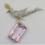 18ct novelty brooch in the style of Tiffany & Co. 'Bird on a Rock' brooch by Jean Schlumberger,