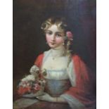19th century British School, monogrammed FYK (F Y Kinnaird?) - Half length portrait of a young woman