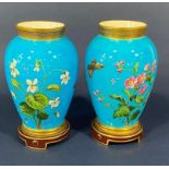 A pair of good quality turquoise ground Minton vases in the aesthetic manner, probably by
