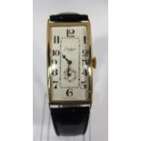 Rare art deco 18ct Mappin shaped rectangular dress watch, the large cream dial with Arabic
