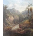 Attributed to Sidney Paget (19th century British school) - Mountainous wooded landscape with river