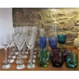 Collection of interesting modernist glassware to include various weighted glass goblets with tapered