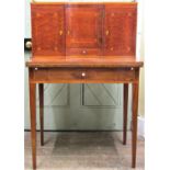 A good quality Edwardian period mahogany ladies writing desk with foldover top, over a single frieze