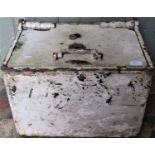 A Samuel Withers cast iron strong box/safe with drop end carrying handles, enclosed by a single