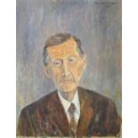 Francois V Clarke Fort (20th century school), shoulder length study of a man in brown suit and