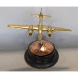 Trench Art Interest - An artificer-art bell metal model of a Wellington Bomber, circa WW2 with