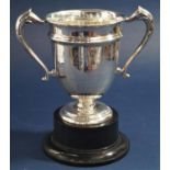 1930s silver twin handled trophy, inscribed 'Presented to the Berkeley Hunt Agricultural Society