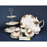 Extensive collection of Royal Albert Old Country Roses pattern wares including a three tier cake