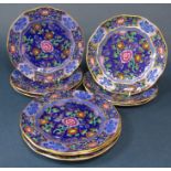 A set of ten early 20th century Booths dessert plates with printed chinoiserie style infilled