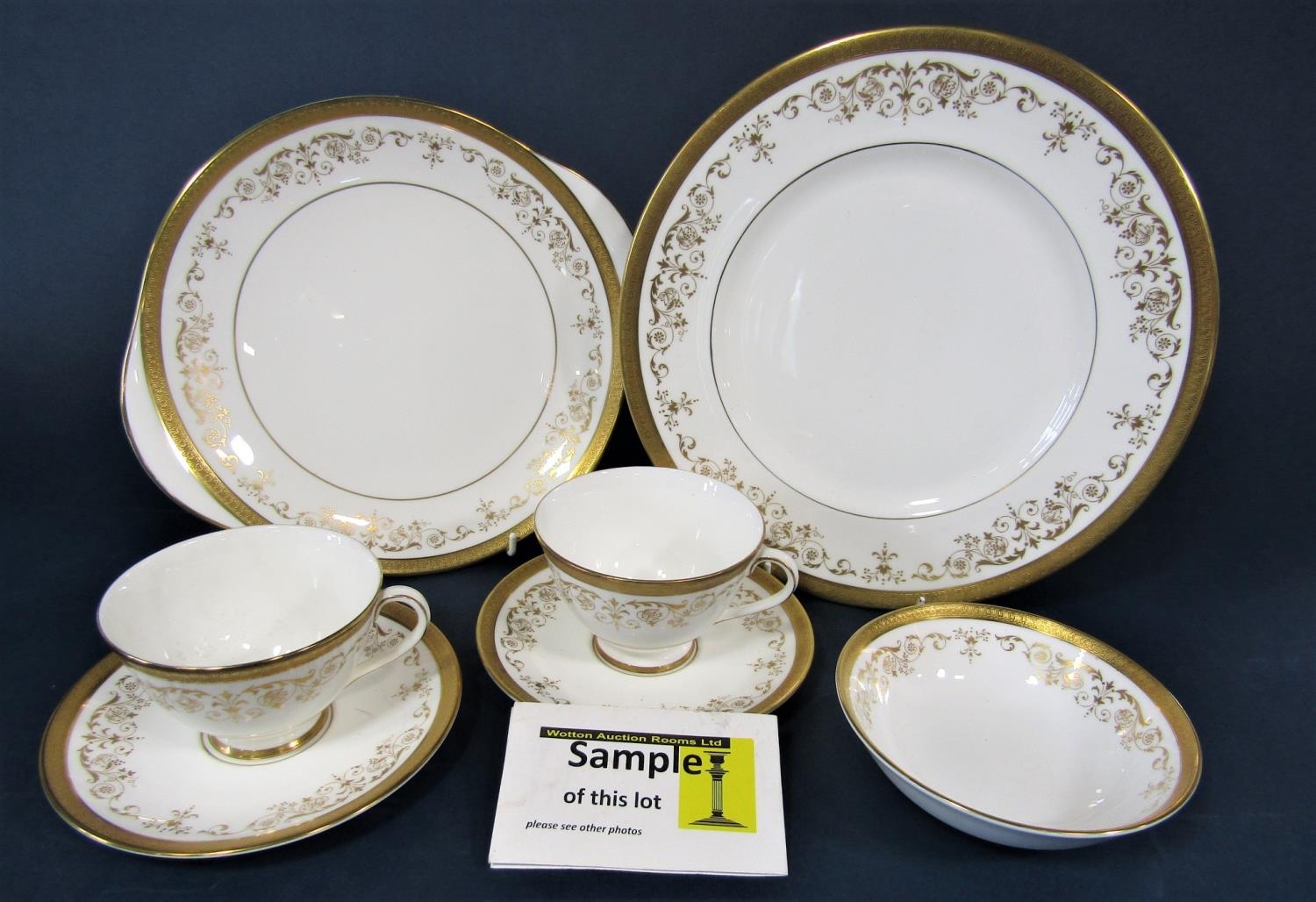 A collection of Royal Doulton Belmont pattern wares including twelve dinner plates, twelve dessert