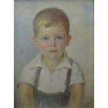 Emily Leicester (early 20th century British School) half length study of a blue eyed young boy in