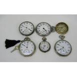 A collection of antique and later pocket watches to include a Swiss silver fob watch, a Waltham