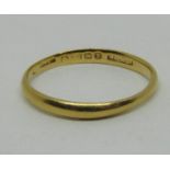 22ct wedding ring, size K, 1.6g