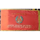 Large red reversible banner with yellow fringing, featuring Lenin with symbols of the Russian