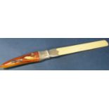 Victorian ivory silver and shibayama handled page turner, Horton & Alday, 38cm long